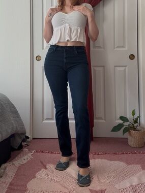Dark wash Mother denim mid rise dazzler ankle jeans